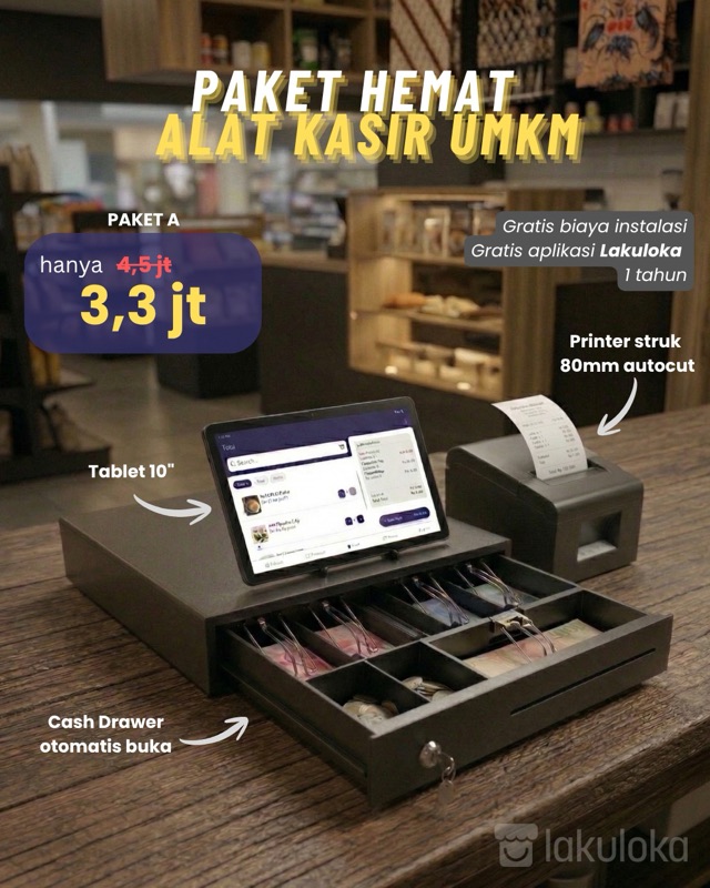 Paket A — Tablet 10 + Printer + Cash Drawer